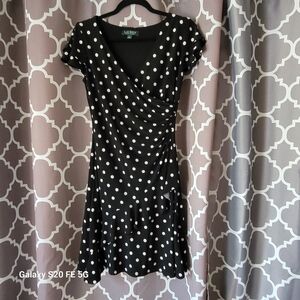 Ralph Lauren Black and White Polka Dot Dress